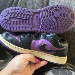 Nike Black and Purple Skate Sneakers with Suede Upper